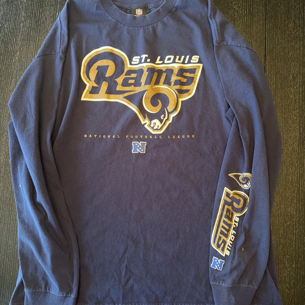Vintage St. Louis Rams Long Sleeve T Shirt XL NFL Team Apparel Navy Blue